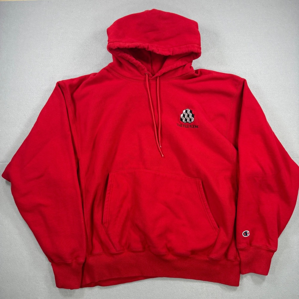 Champion Reverse Weave Hoodie‎ Men XL Red Logo Heavyweight Streetwear Vintage